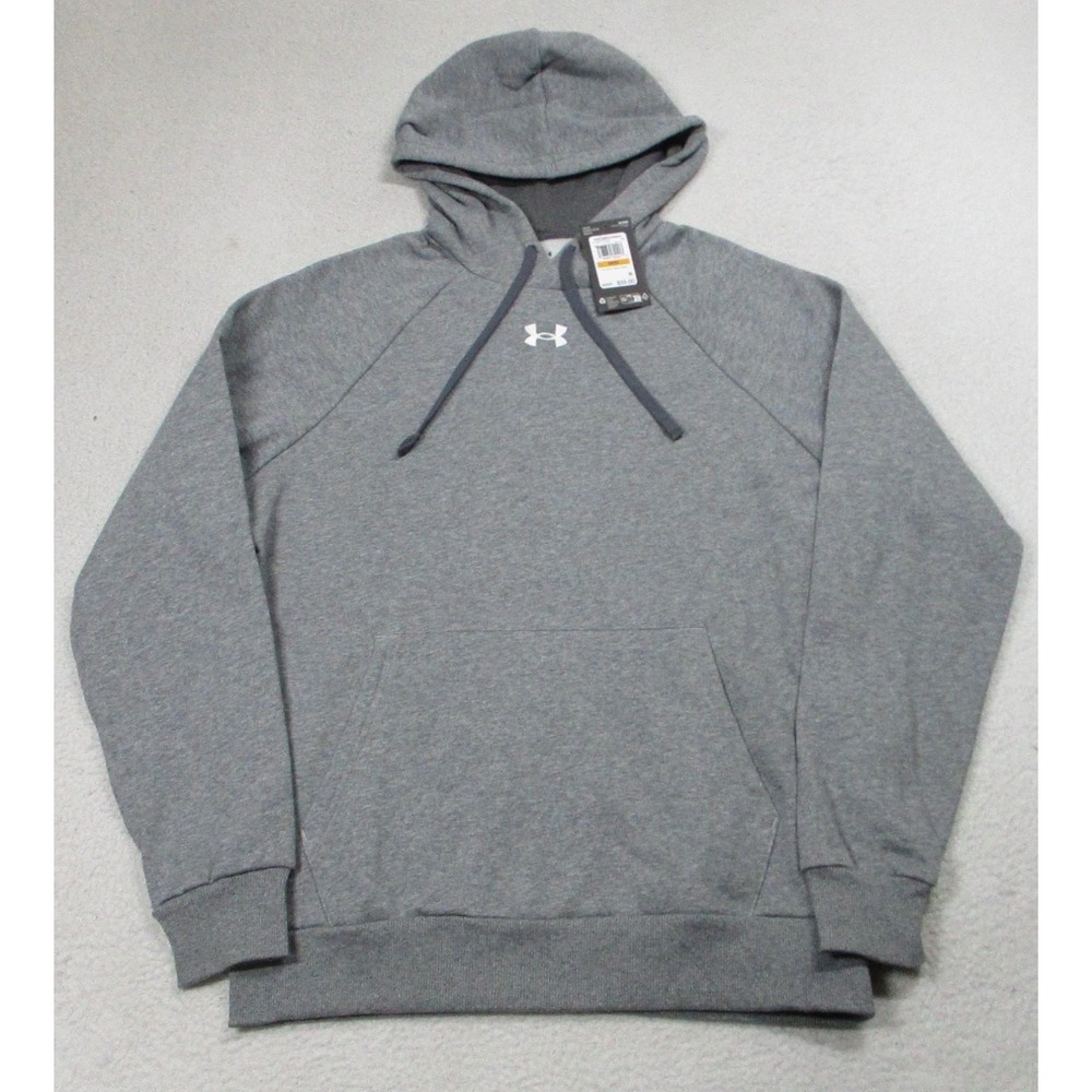 NWT Under Armour Hoodie Mens S Gray UA Rival Fleece Pullover Sweatshirt Athletic